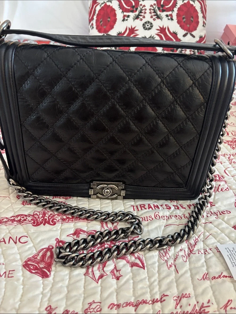 CHANEL Wild Stitch Boy Bag Large with Ruthenium Hardware/Chain (2013-14)
